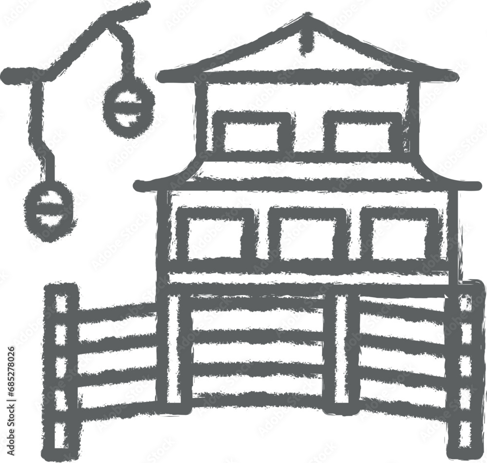 Japan, buildings icon grunge style vector Japan, buildings icon grunge style vector
