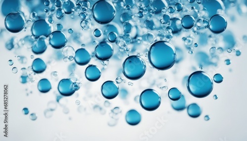 transparent blue water bubbles against a white background graphic element