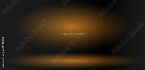 Empty Black and yellow studio background. An empty studio room for a photo shoot or presentation. Vector illustration.