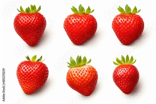 Set of Red Strawberry isolated on white background 