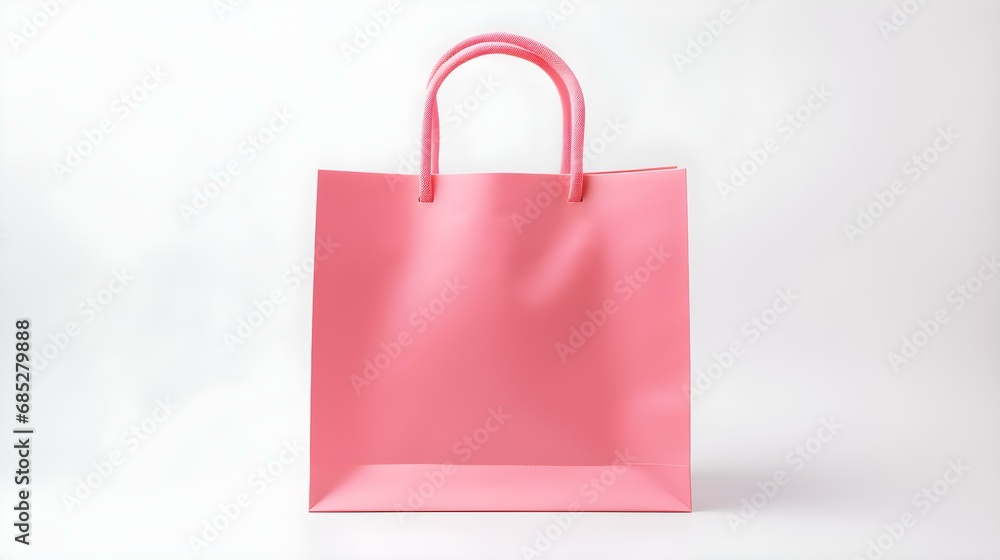 Pink Shopping Bag on a white Background with Copy Space. Template for Sales and Auctions Pink Shopping Bag on a white Background with Copy Space. Template for Sales and Auctions