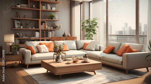 Modern Minimal clean clear contemporary living room home interior design,Ai © ART
