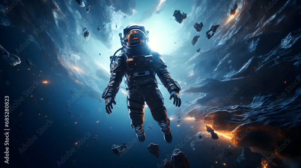 astronaut floating in the space,AI