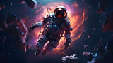 astronaut floating in the space,AI