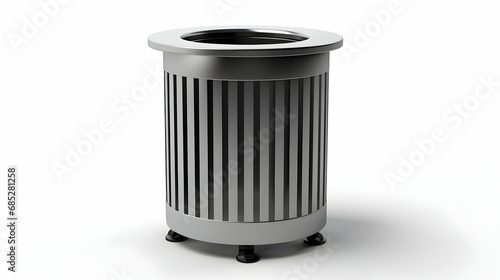 Metal garbage contaner or refuse trash bin isolated on white. 3d illustration,Generative Ai. photo