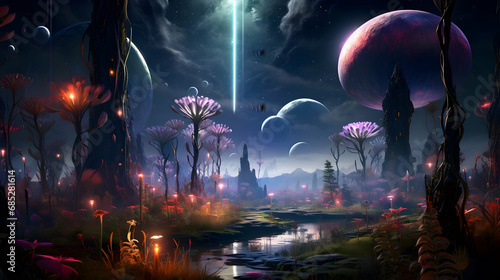 Mystical Planets & Cosmic Fantasy Colorful,Generated Ai