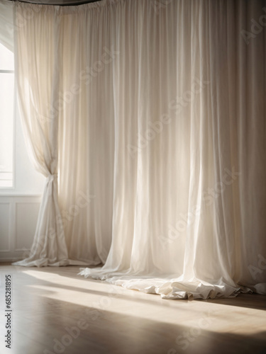 White curtain in the beautiful room Ai Generative image