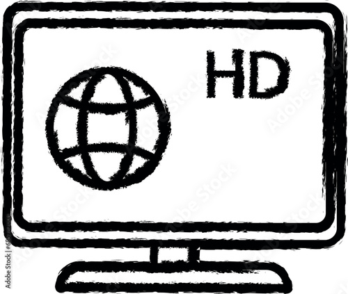 news channel on TV icon grunge style vector