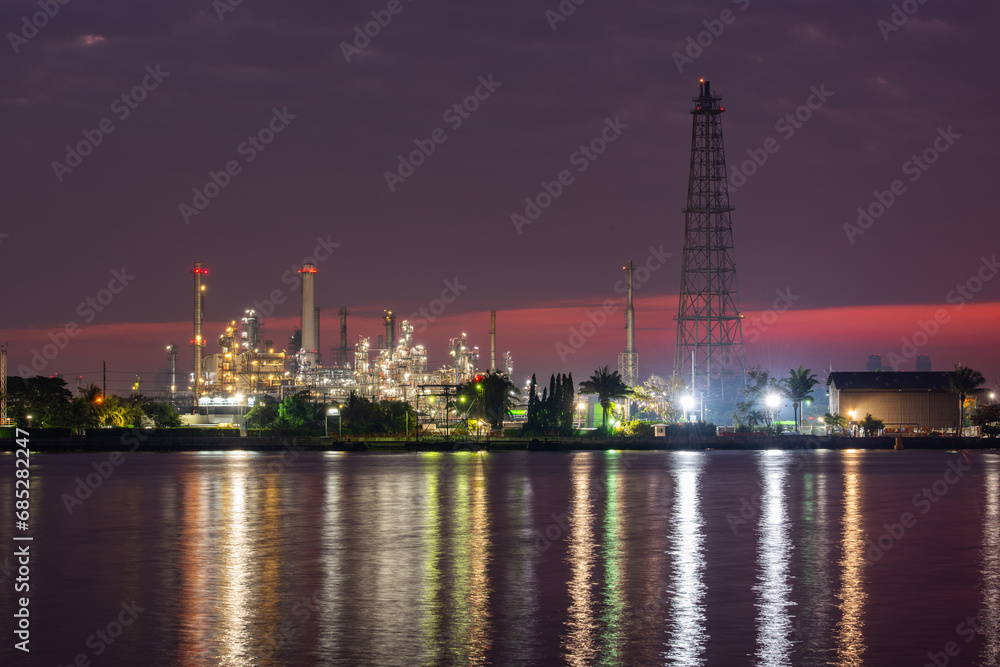 Industry Oil refinery oil and gas refinery  Business petrochemical industrial, Refinery oil and gas factory power and fuel energy, Ecosystem estates. Fuel refinery industry at morning light