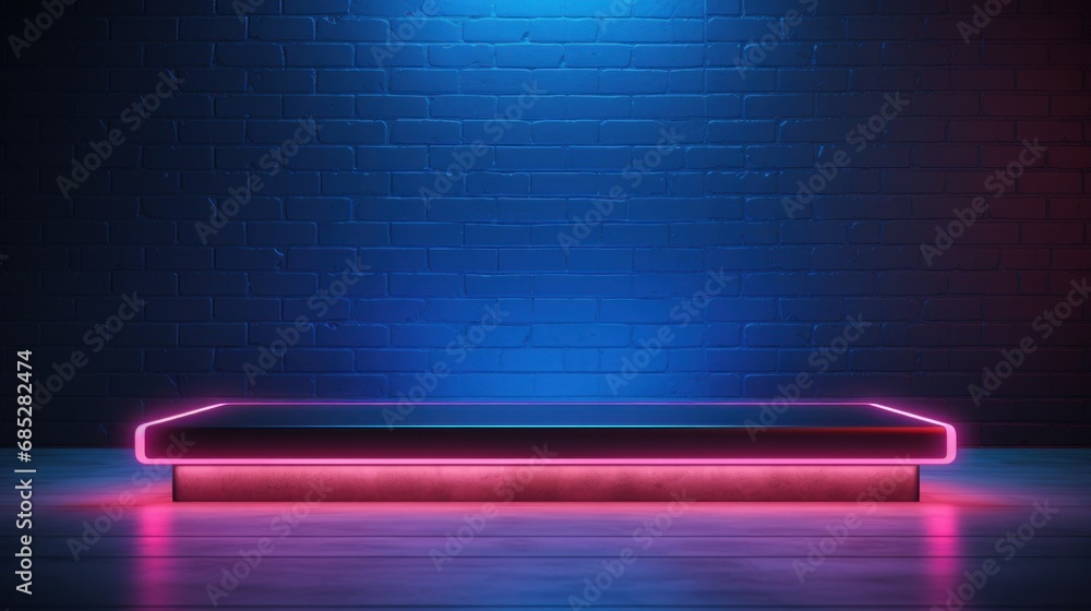 Obraz premium Neon-lit empty scene backdrop perfect for a product mockup AI generated illustration