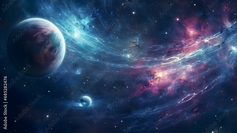 Planets and galaxy, science fiction wallpaper. Beauty of deep space. Billions of galaxies in the universe Cosmic art background,Generated by AI