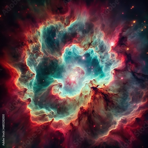 Colorful galaxies and stars in space abstract illustration Generative AI