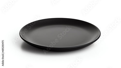 a black plate on a white background