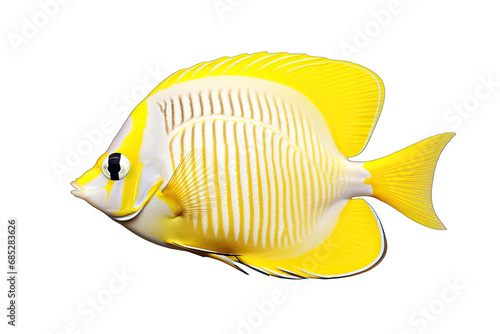 Beautiful Yellow White Butterfly Fish On Transparent Background