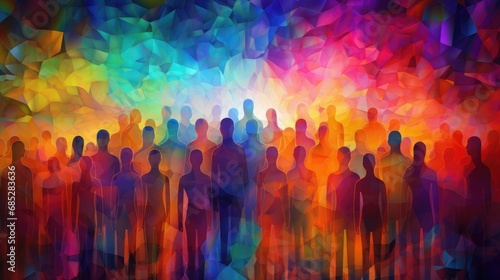 Rainbow People on Abstract Colorful Background