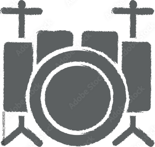 Music festival, drum, stick, musical instrument icon grunge style vector