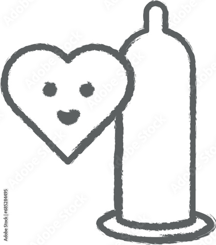 Condom, nasty outline icon grunge style vector