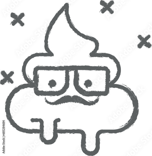Poop, sunglasses, nasty outline icon grunge style vector