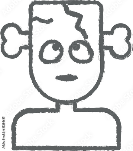 Skull, man, nasty outline icon grunge style vector