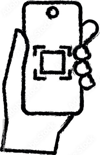 Hand, phone icon grunge style vector