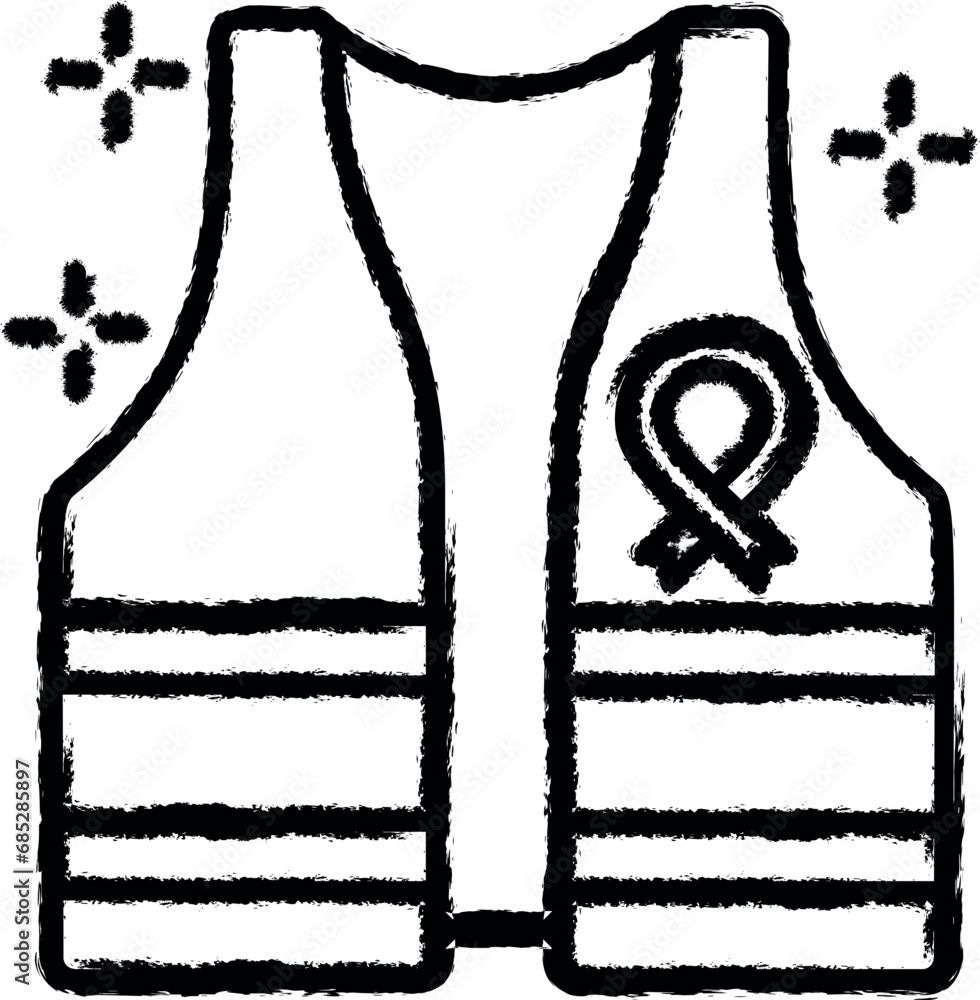 Vest lifeguard ribbon icon grunge style vector Vest lifeguard ribbon icon grunge style vector