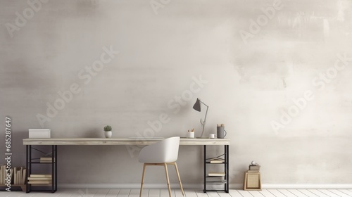 Dorm room with empty walls and desk for dorm accessory mockup AI generated illustration photo