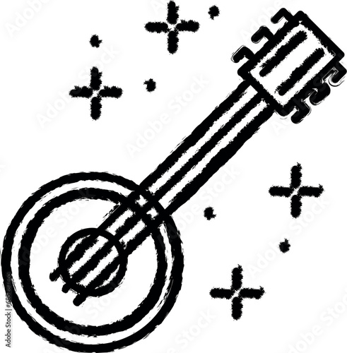 Banjo, music icon grunge style vector