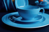 A detailed view of a plate with a cup and saucer. Ideal for food and beverage-related designs.
