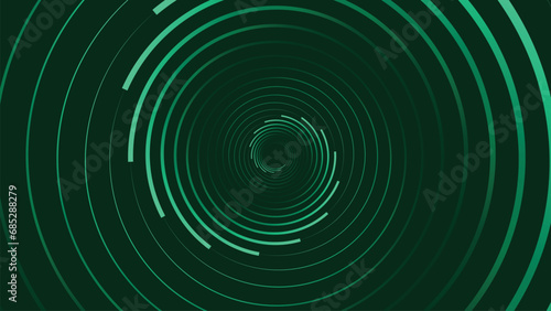 Abstract spiral vortex round background in dark green color.