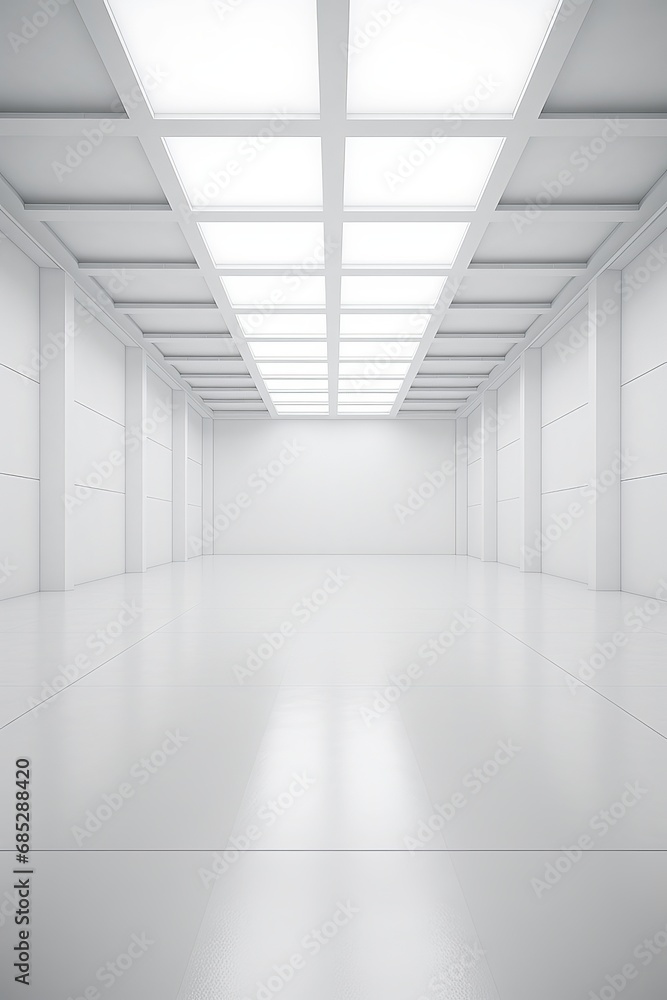 Empty art gallery with white walls for painting or photograph mockup AI generated illustration