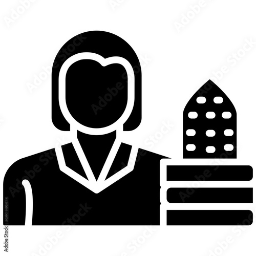 Woman Ironing Clothes Icon
