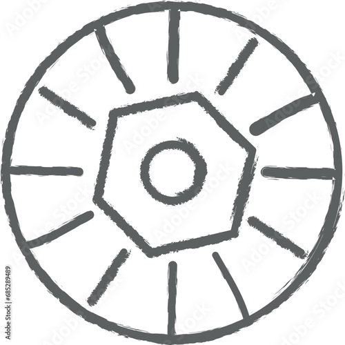 Prehistoric stone wheel icon grunge style vector