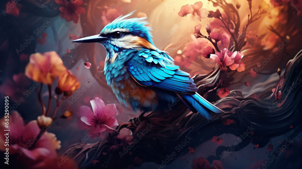 Beautiful abstract surreal bird background