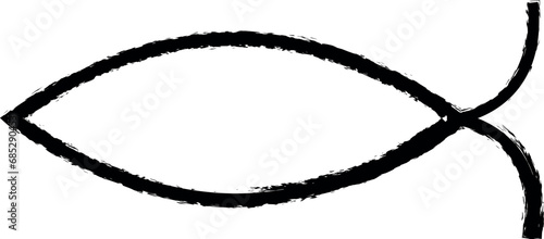 christian fish outline icon grunge style vector