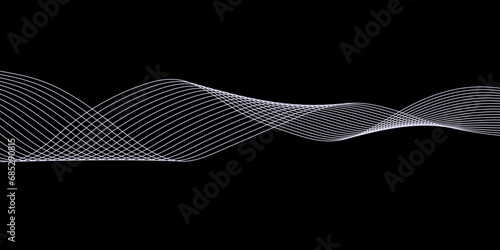 Abstract Black background with a glowing abstract waves. Abstract wave element for design. Digital frequency track equalizer, Futuristic background design. Long exposure, Light painting photography.