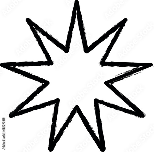 bahai star outline icon grunge style vector photo
