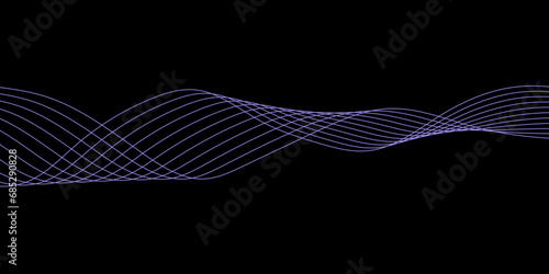 Abstract Black background with a glowing abstract waves. Abstract wave element for design. Digital frequency track equalizer, Futuristic background design. Long exposure, Light painting photography.