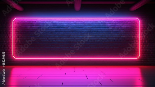 Empty scene with fluorescent neon lights ready for marketing mockups AI generated illustration