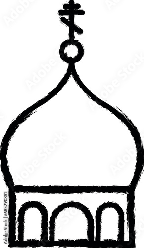 church dome outline icon grunge style vector