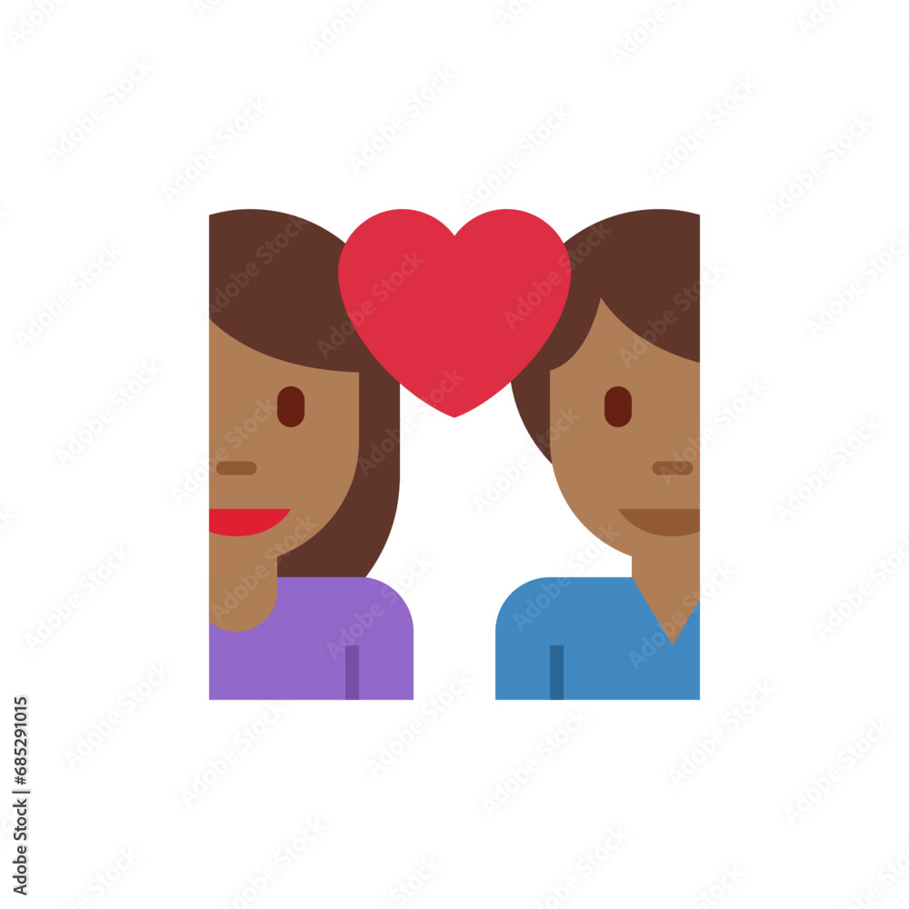 Fototapeta premium Couple with Heart: Woman, Man, Medium-Dark Skin Tone