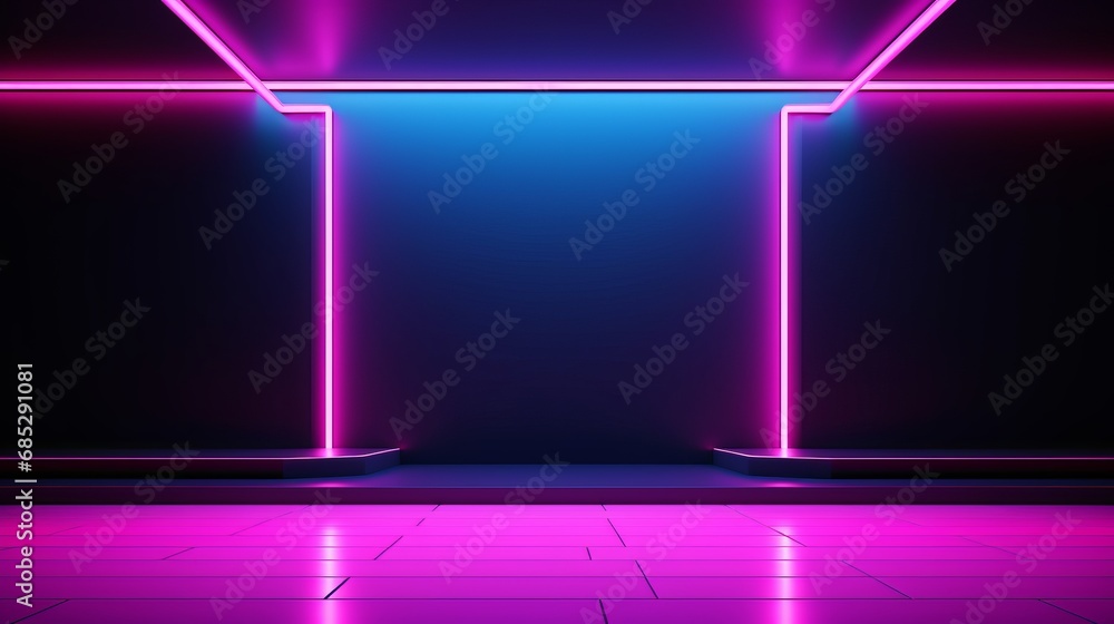 Empty space with a vibrant neon glow for a product mockup AI generated illustration Empty space with a vibrant neon glow for a product mockup AI generated illustration