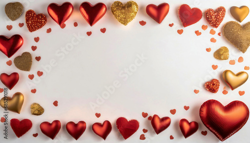 Small colourful hearts in front of a white background. Valentine's day concept