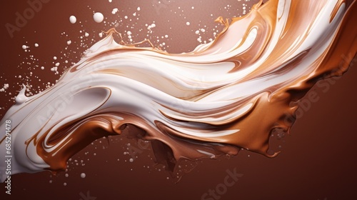 abstract background with chocolate and milk splashes
