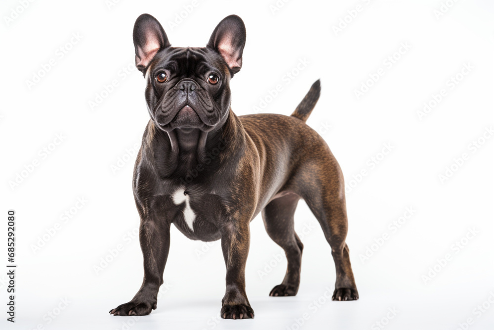 French Bulldog left side view portrait. Adorable canine studio photography