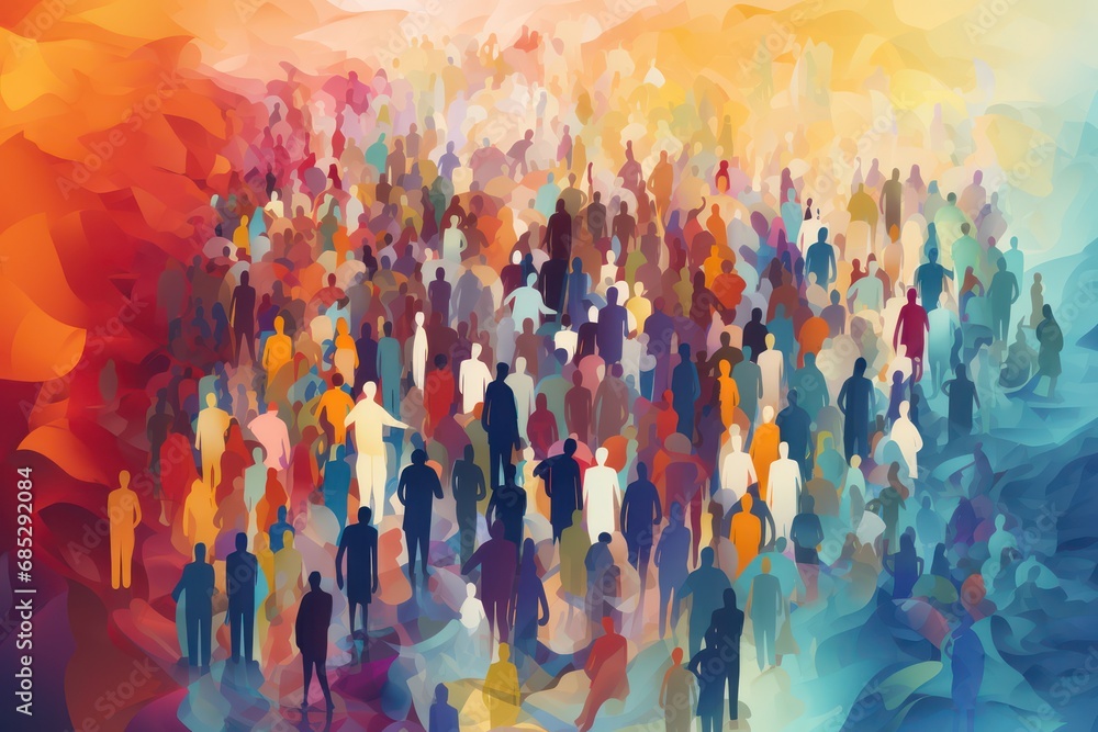 World Population Day A colorful crowd of people are shown in a large ...
