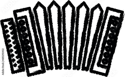 Russian, culture, accordion, instrument icon grunge style vector