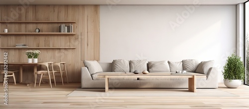 Modern wooden table and spa...