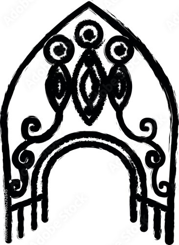 Russian, culture, kokoshnik icon grunge style vector