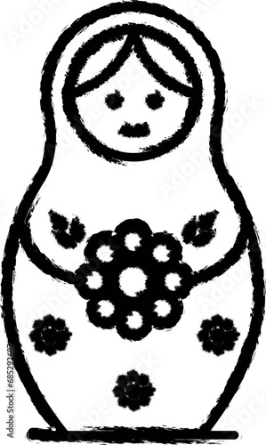 Russian, culture, doll, matrioshka icon grunge style vector