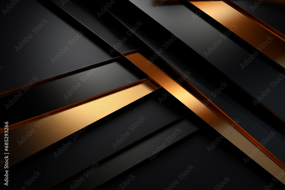 Golden and black abstract modern background with diagonal lines or stripes and a 3d effect. Metallic sheen. Generative Ai Golden and black abstract modern background with diagonal lines or stripes and a 3d effect. Metallic sheen. Generative Ai